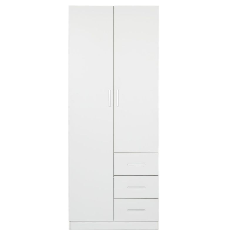 Armario ropero Blanco 200x80x58 cm con 2 puertas y 3 cajones