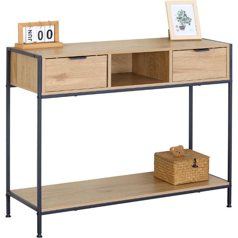 Consola Metálica con 2 Cajones + 1 Hueco 100x35x81 cm