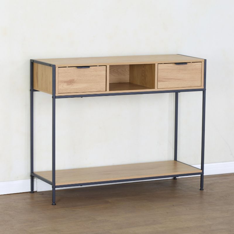 Consola Metálica con 2 Cajones + 1 Hueco 100x35x81 cm