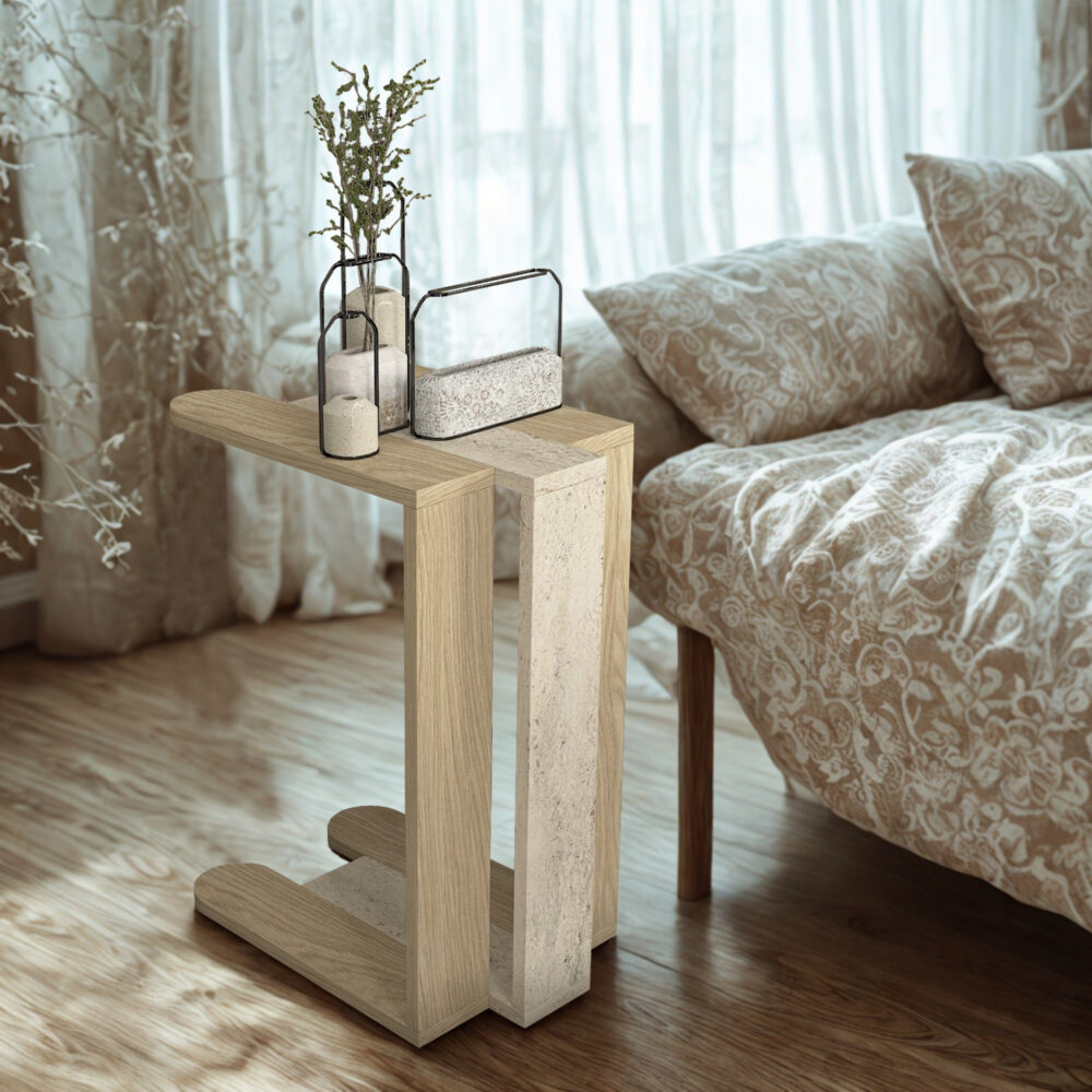 Mesa auxiliar Maysa en Rota Travertino