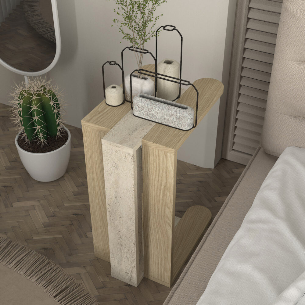 Mesa auxiliar Maysa en Rota Travertino