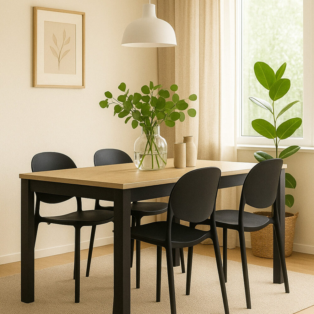 Juego de 4 Sillas Apilables Color Negro 80x40x38 cm