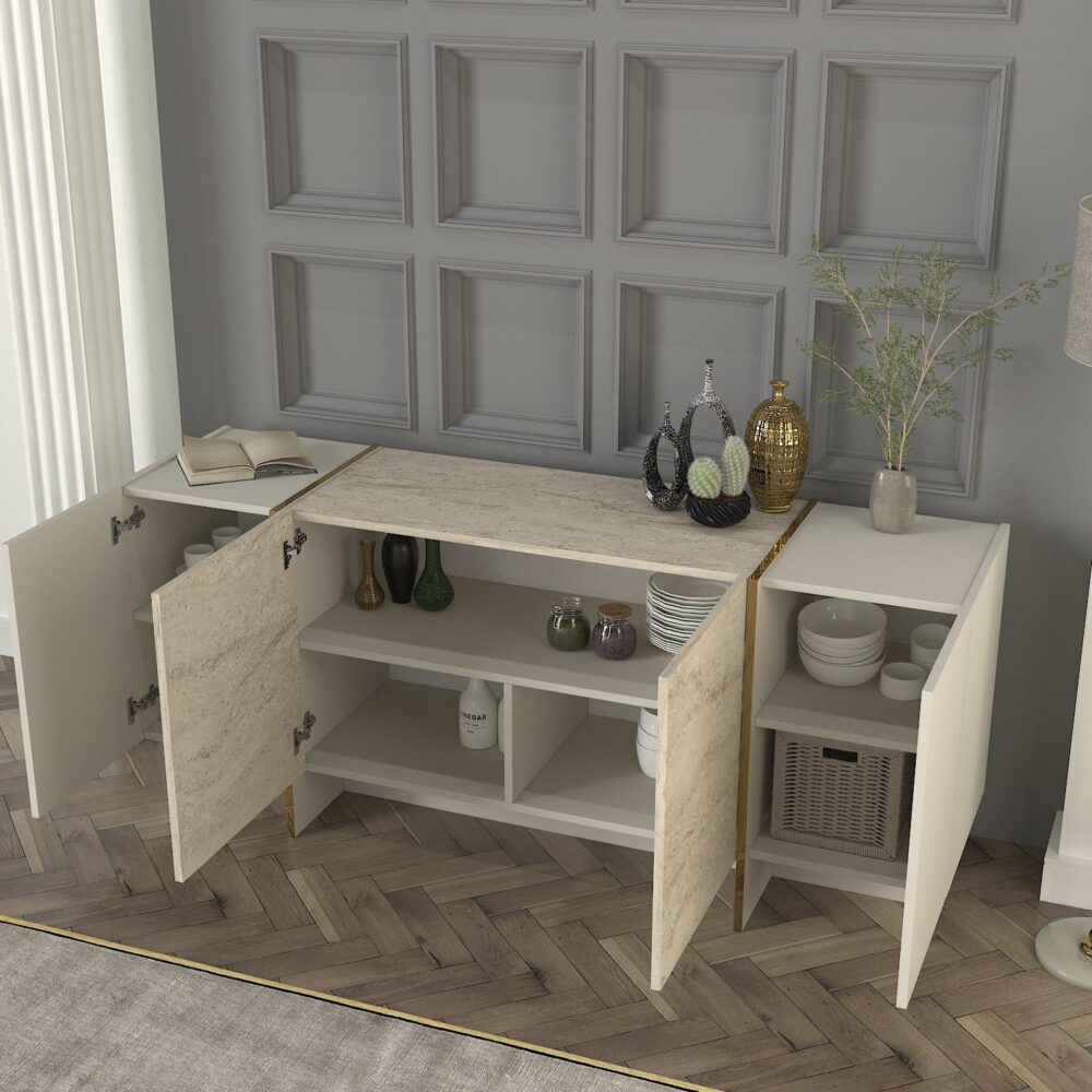 Consola Veyron en Sandstone Travertino