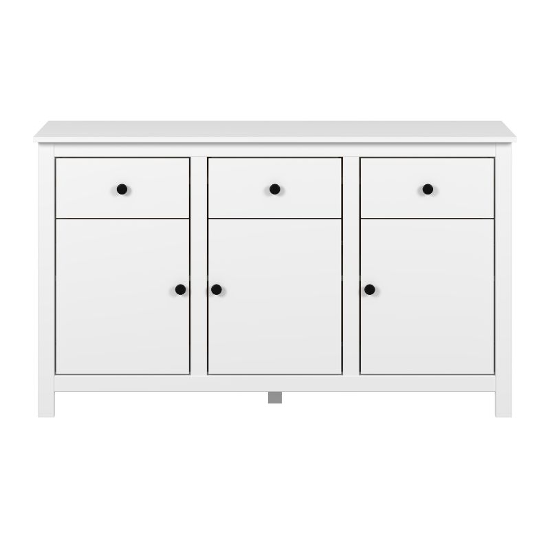 Aparador blanco moderno con cajones y puertas