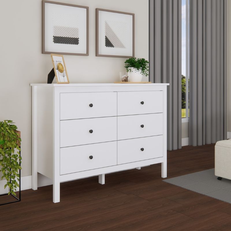 Cómoda Blanca de 6 Cajones con Diseño Moderno