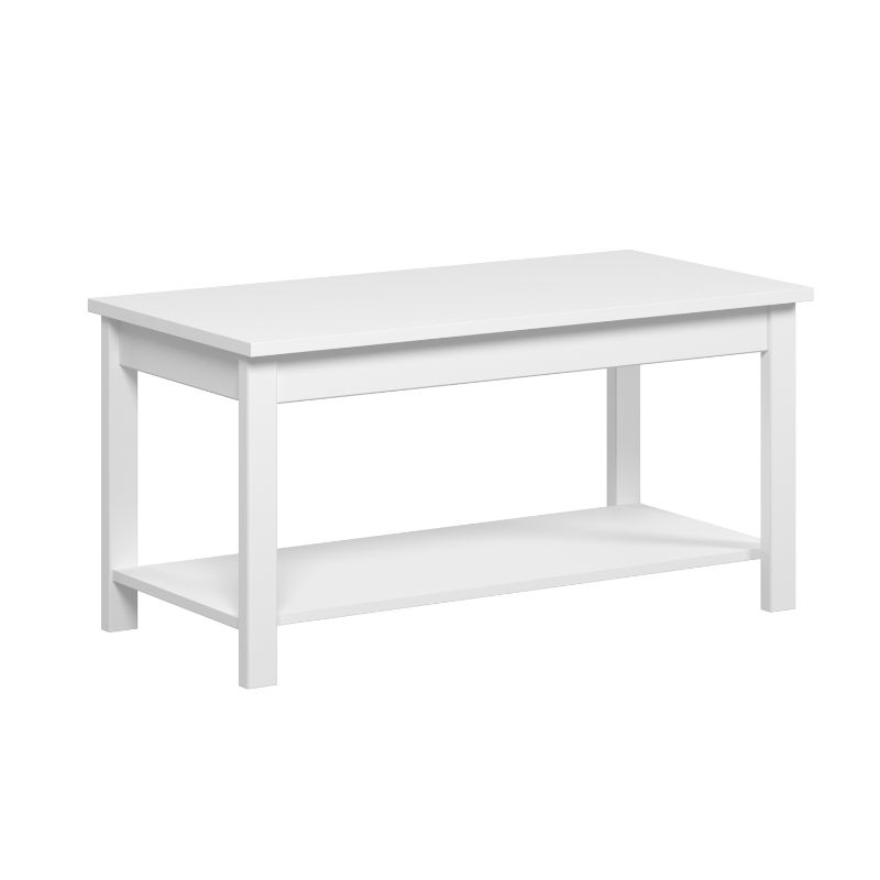 Mesa de Centro Blanca con Estante Inferior Estilo Moderno