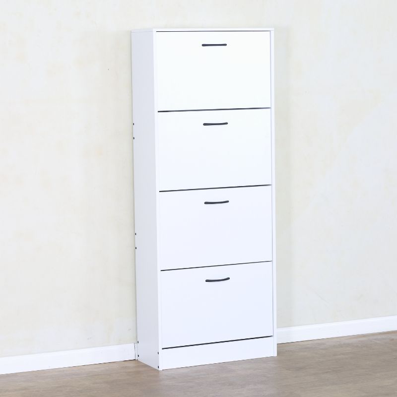 Zapatero vertical blanca de 4 compartimentos abatibles