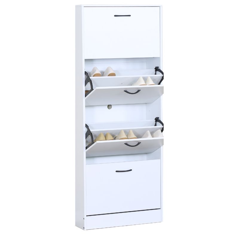 Zapatero vertical blanca de 4 compartimentos abatibles